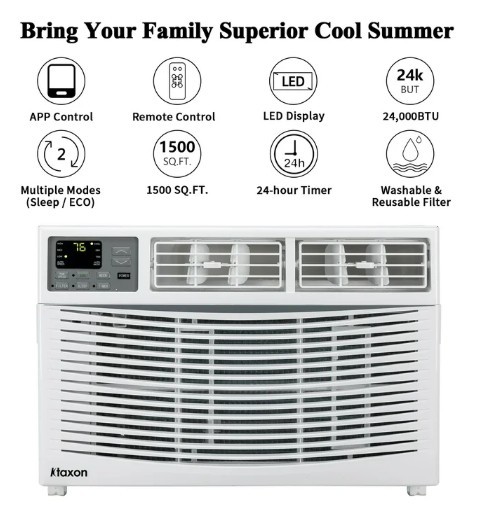 ktaxon 24000btu window air conditioner with wifi and eco mode for medium rooms