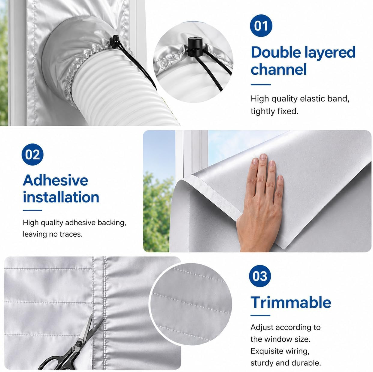 Window Seal Kit Silver for Portable Air Conditioner – 【30% Sunshade Heat Insulat