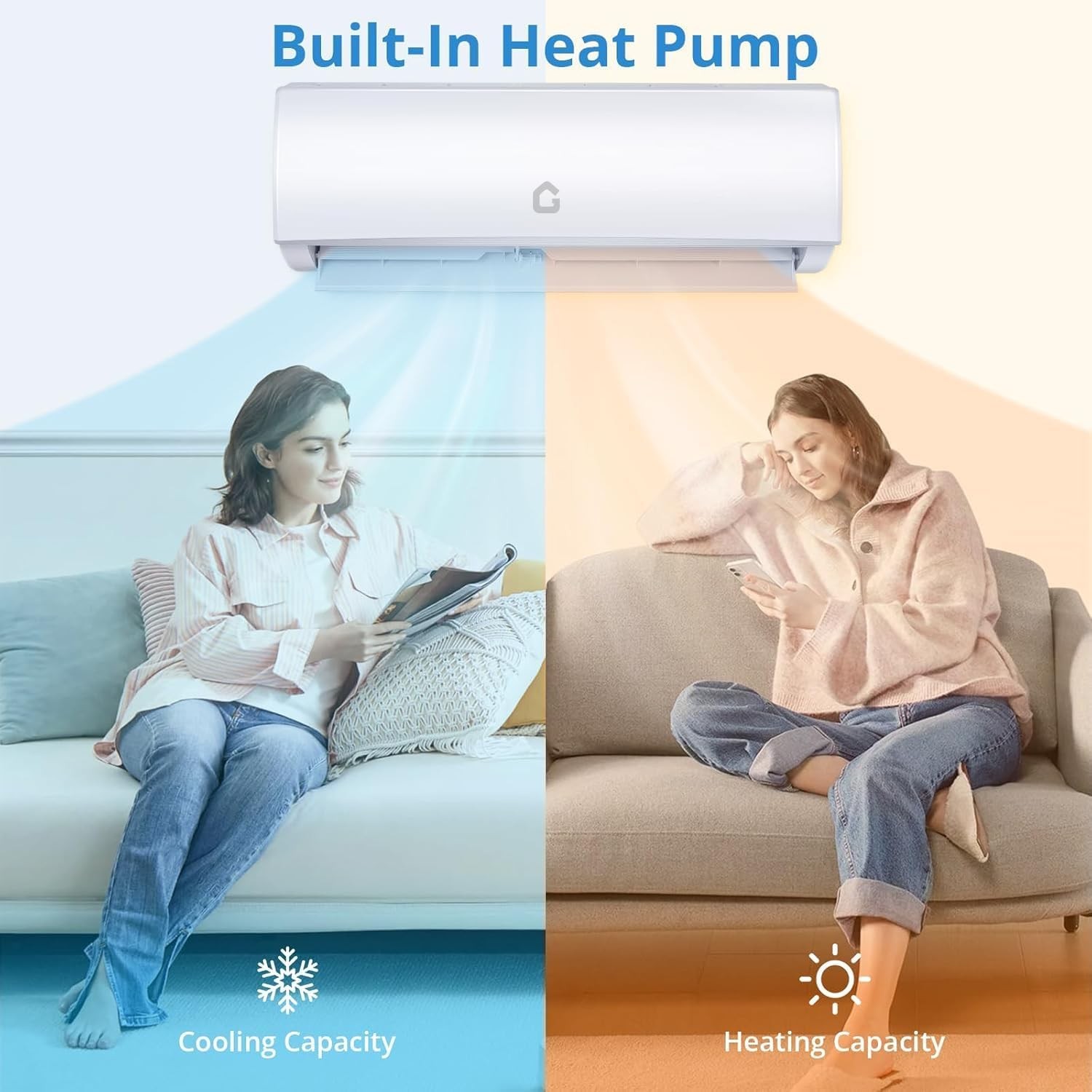 11500 BTU Mini Split Air Conditioner with Heat Pump AC 17 SEER 115V WIFI