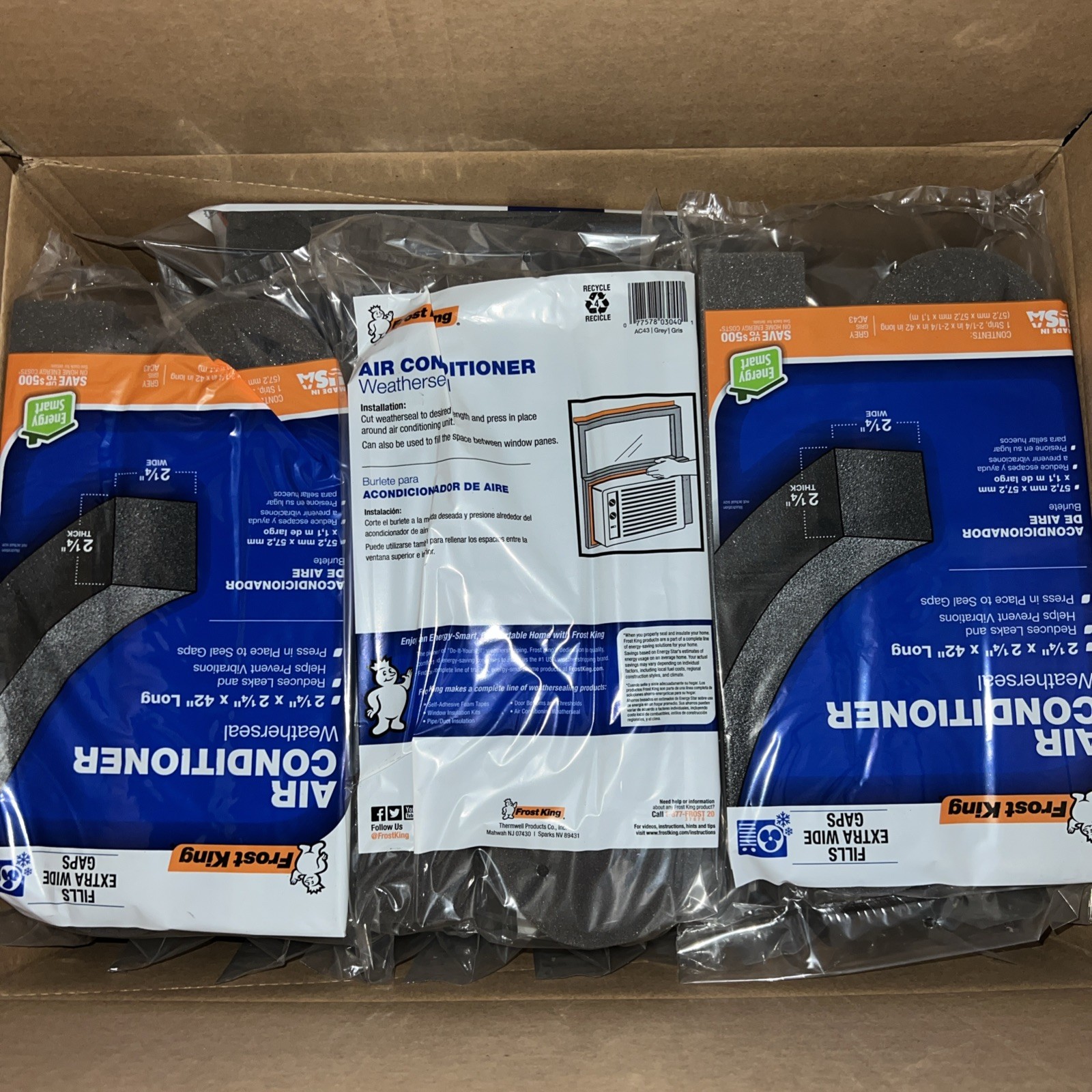 Window Air Conditioner Weatherseal Foam Gray , 42″ x 2.25″ – 3.5ft BOX OF 14 pcs