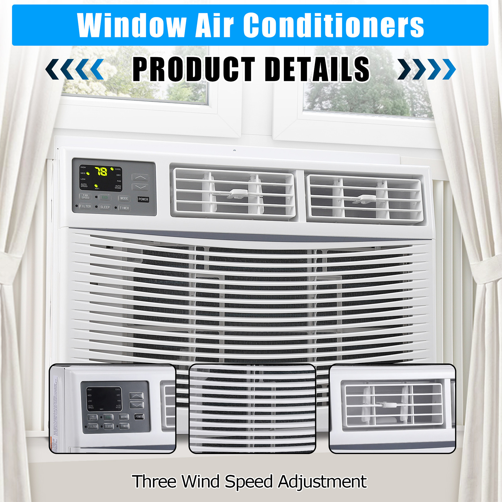 10000 BTU Window Air Conditioner Window AC Unit for Bedroom Office Cooling