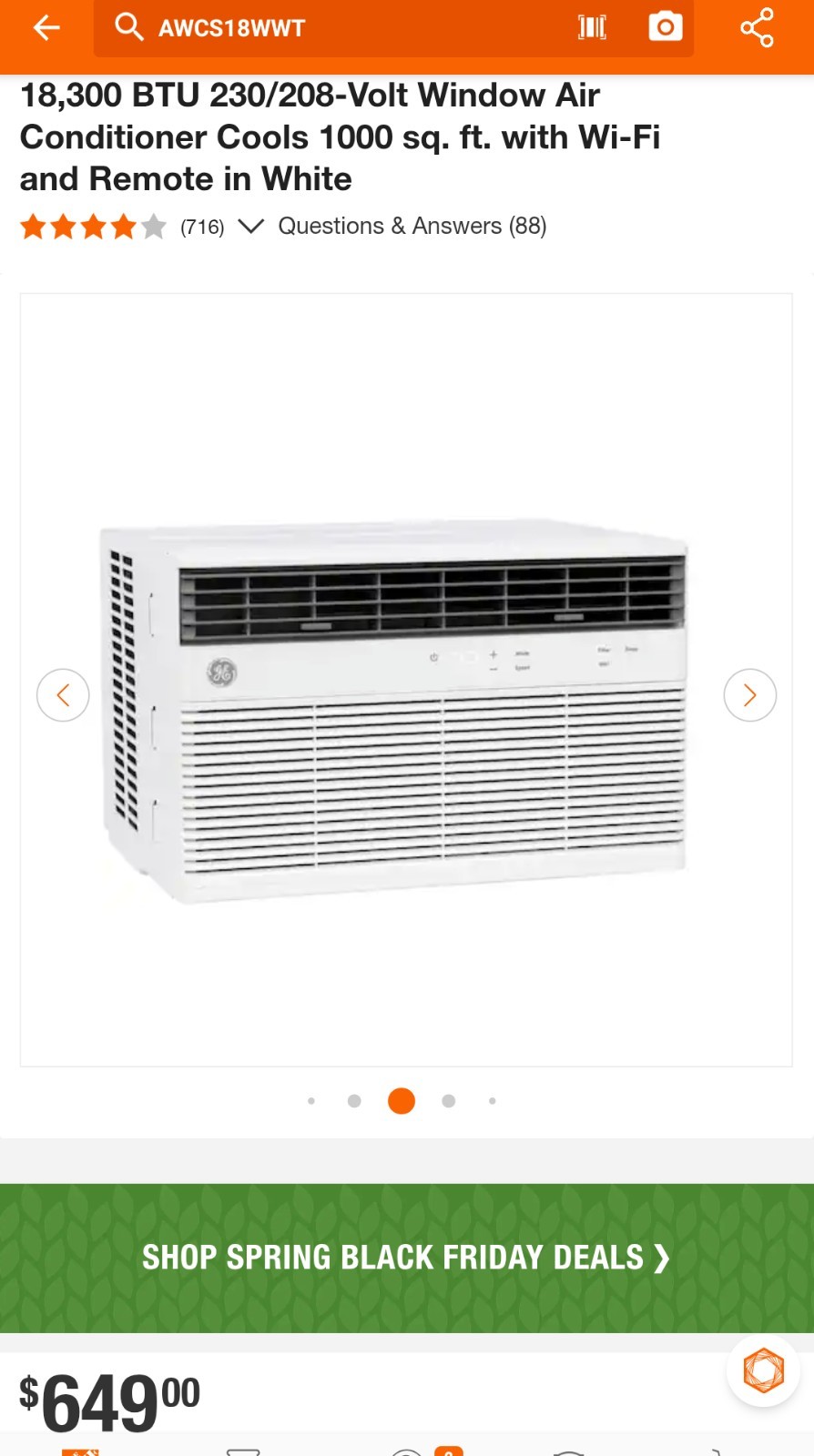 GE AHTK10AA 18,000 BTU Smart Window Air Conditioner – 230V – Local Pickup