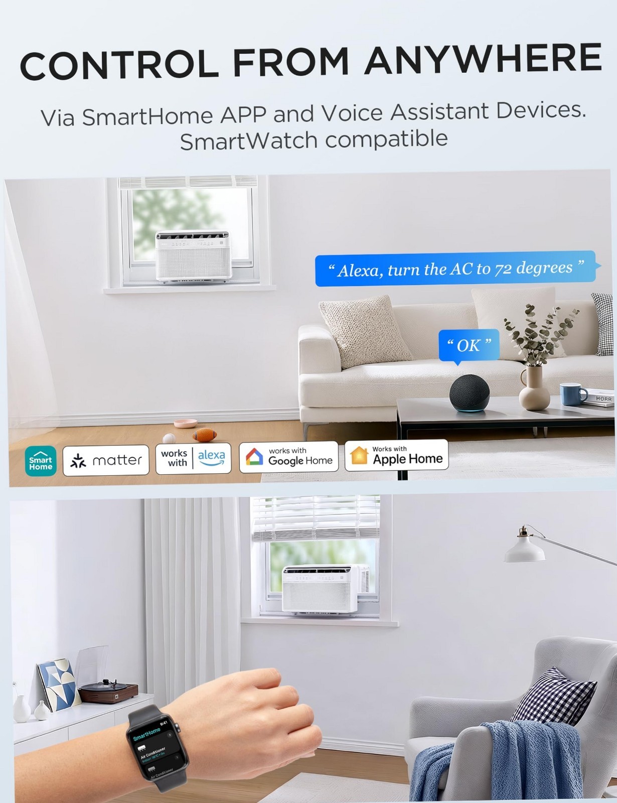 Midea 8,000 BTU U Shaped Smart Inverter Window Air Conditioner -Cools 350 Sq Ft.