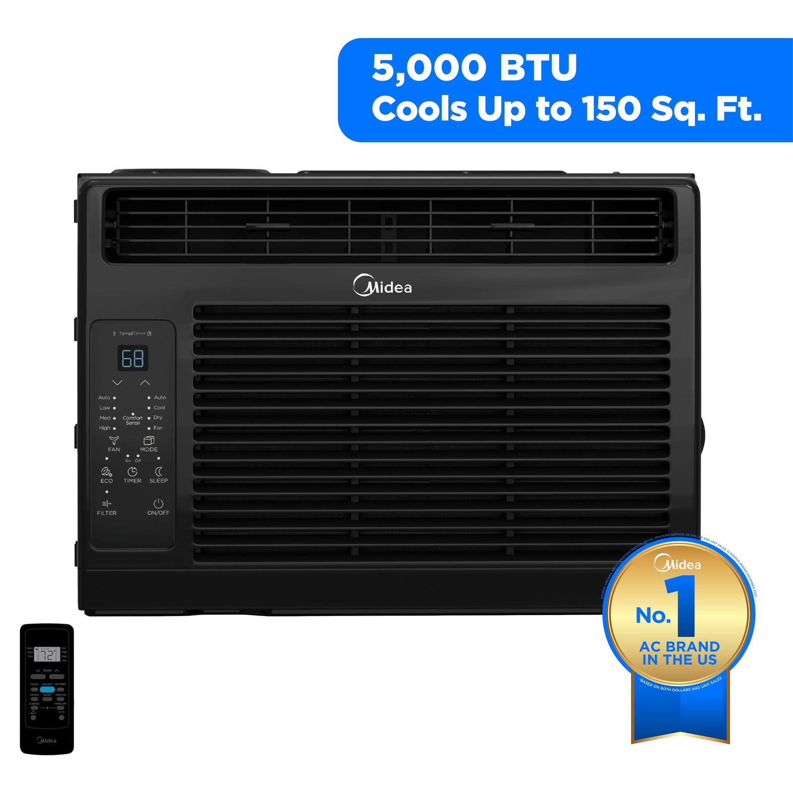 5,000 BTU Window Air Conditioner, Cools up to 150 Sq Ft, Remote and Timer NEW!