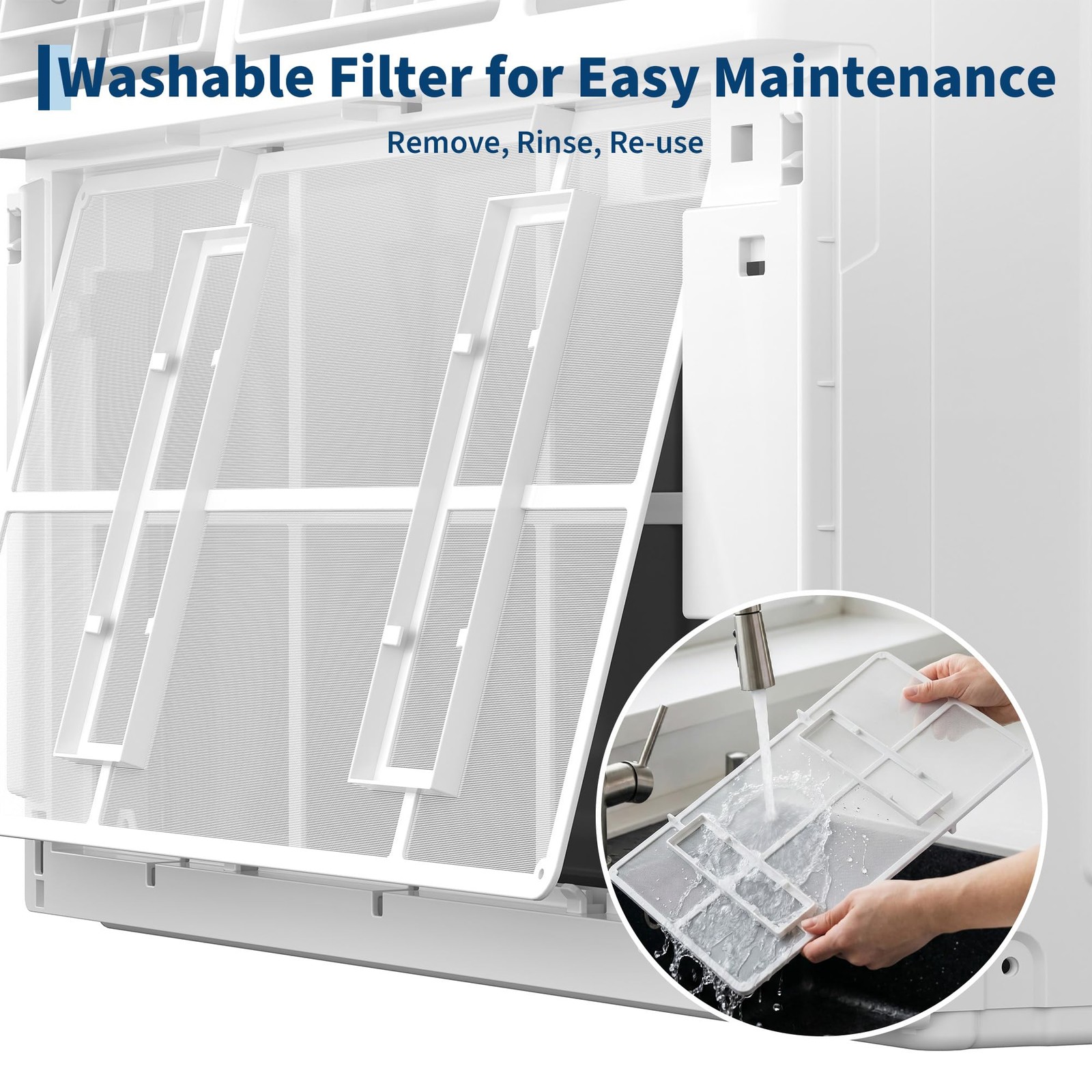 8,000 BTU 115V Window Air Conditioner & Remote Control, 3 Cooling & Fan Speeds