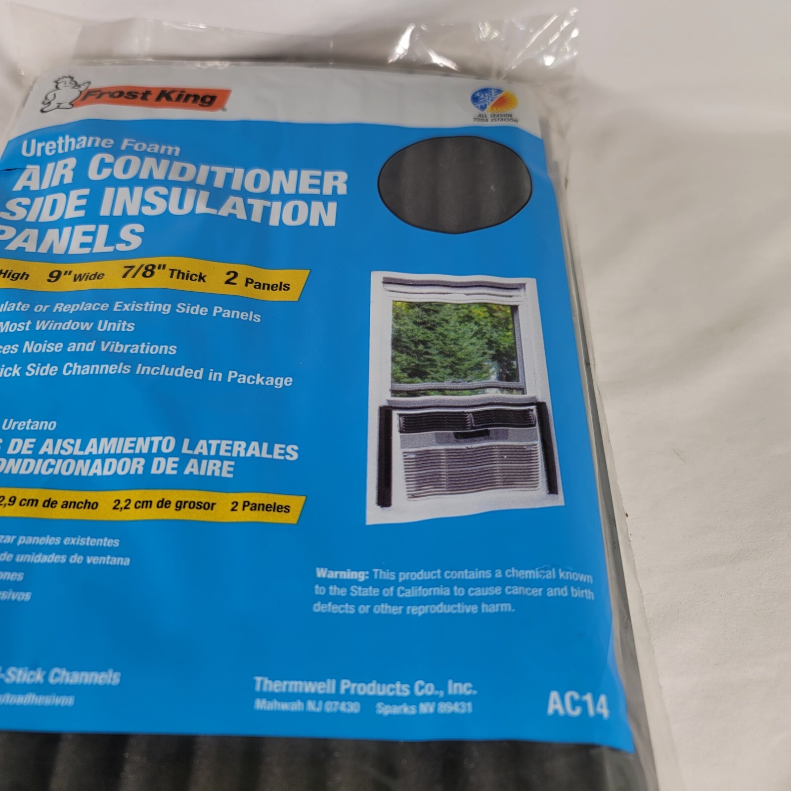 Thermwell Window Air Conditioner Foam Side Panels, 9 x 18 x 7/8-In., 2-Pack