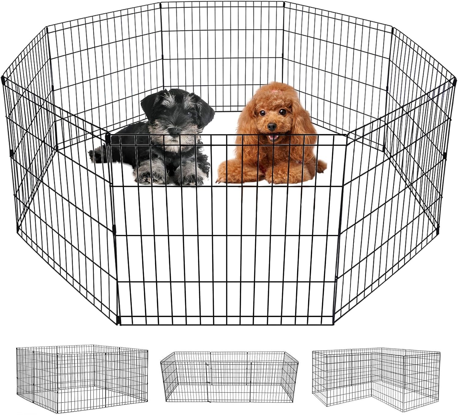FDW 24 Inch Dog Pen 8 Panel Dog Playpen Indoor Outdoor Metal Puppy Pet Fence Por