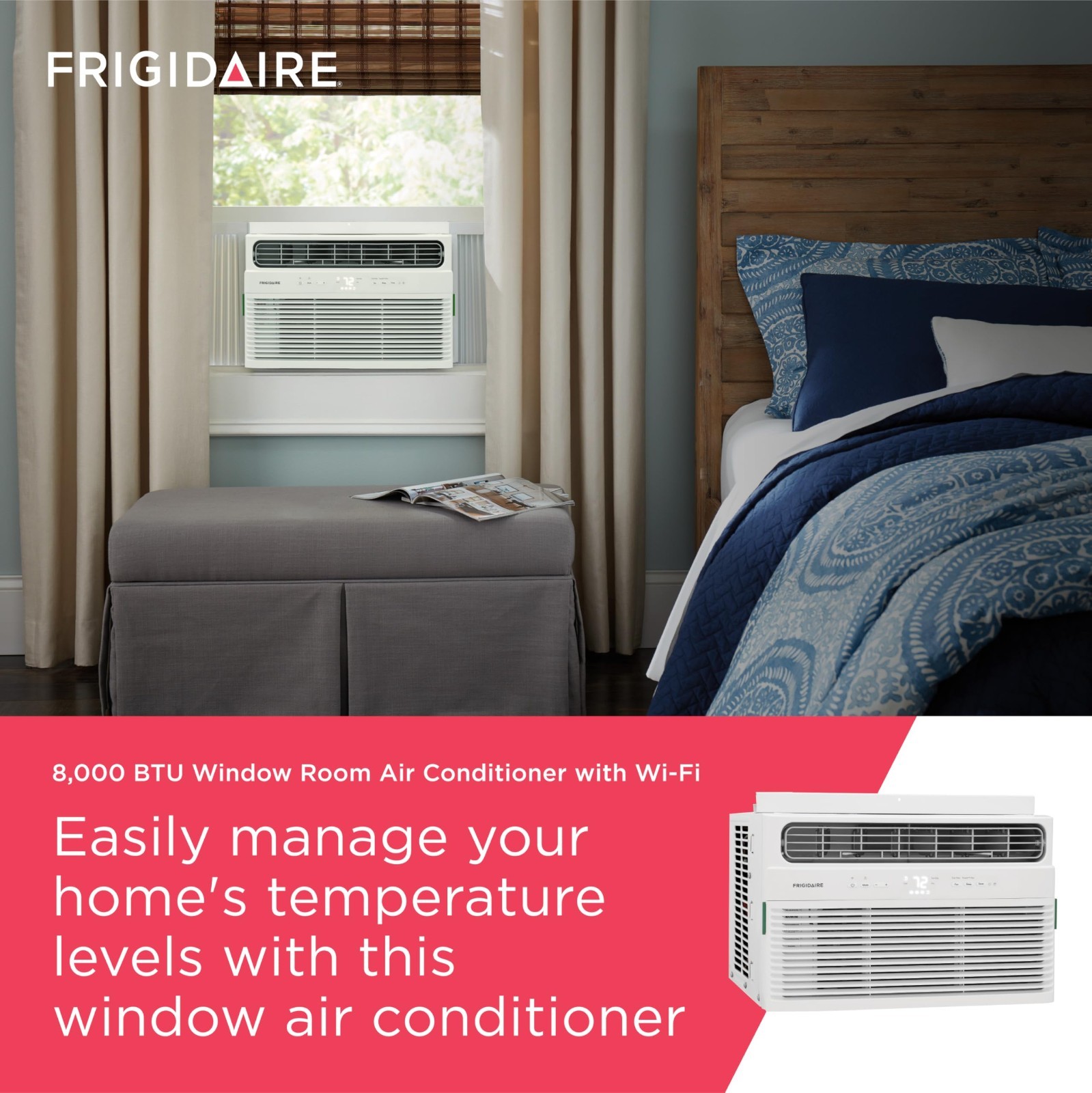 Frigidaire FHWW084TE1 8000 BTU Smart Window Air Conditioner Wi-Fi Remote