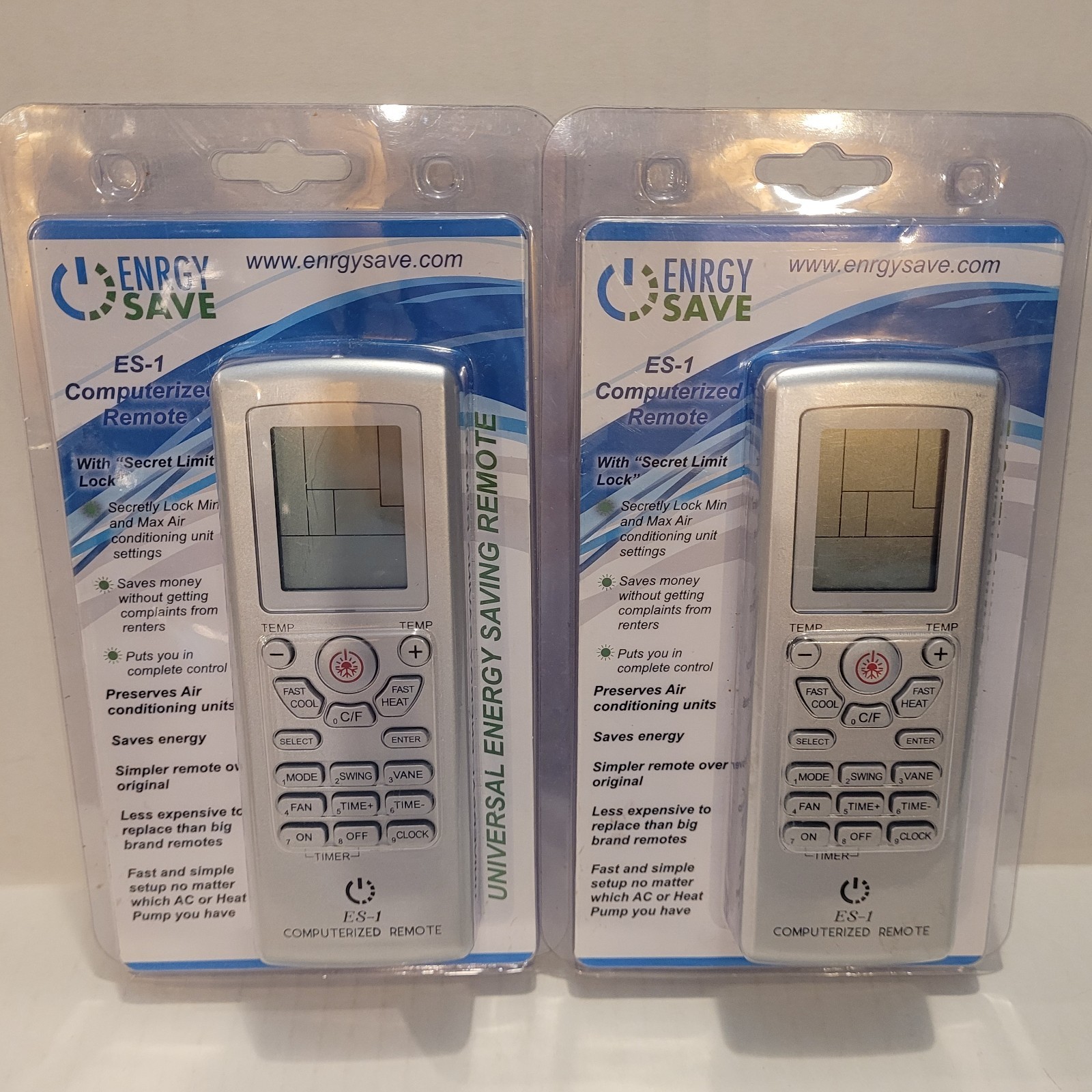 ENRGY SAVE ES-1 Universal Remote For A/C & Heat Pump Lot (Set of 2) New Sealed