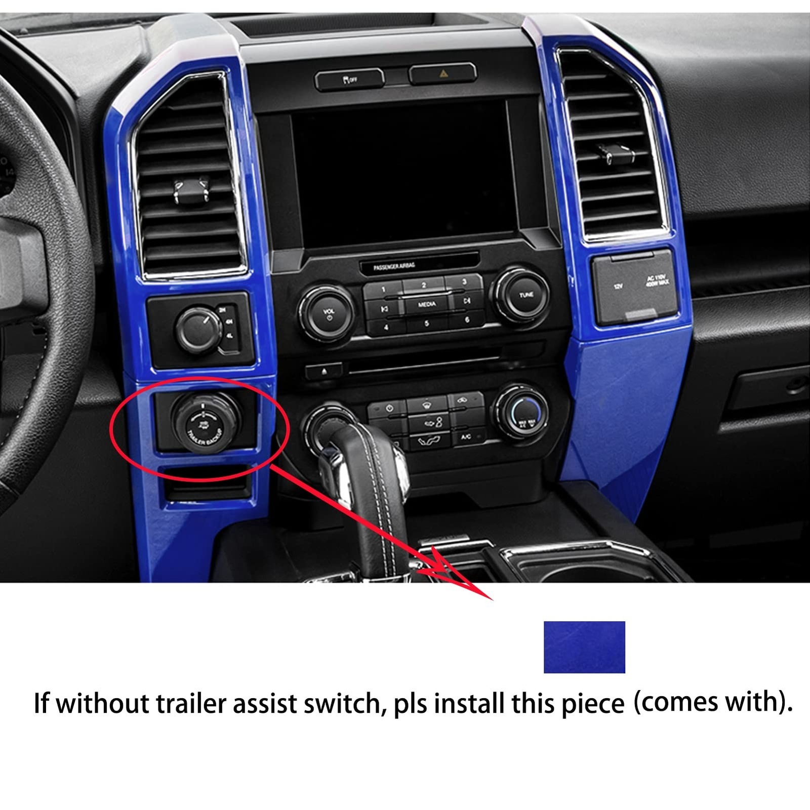 Keptrim for F150 Blue Central Console Air Conditioner Panel Trim for 2015 201…