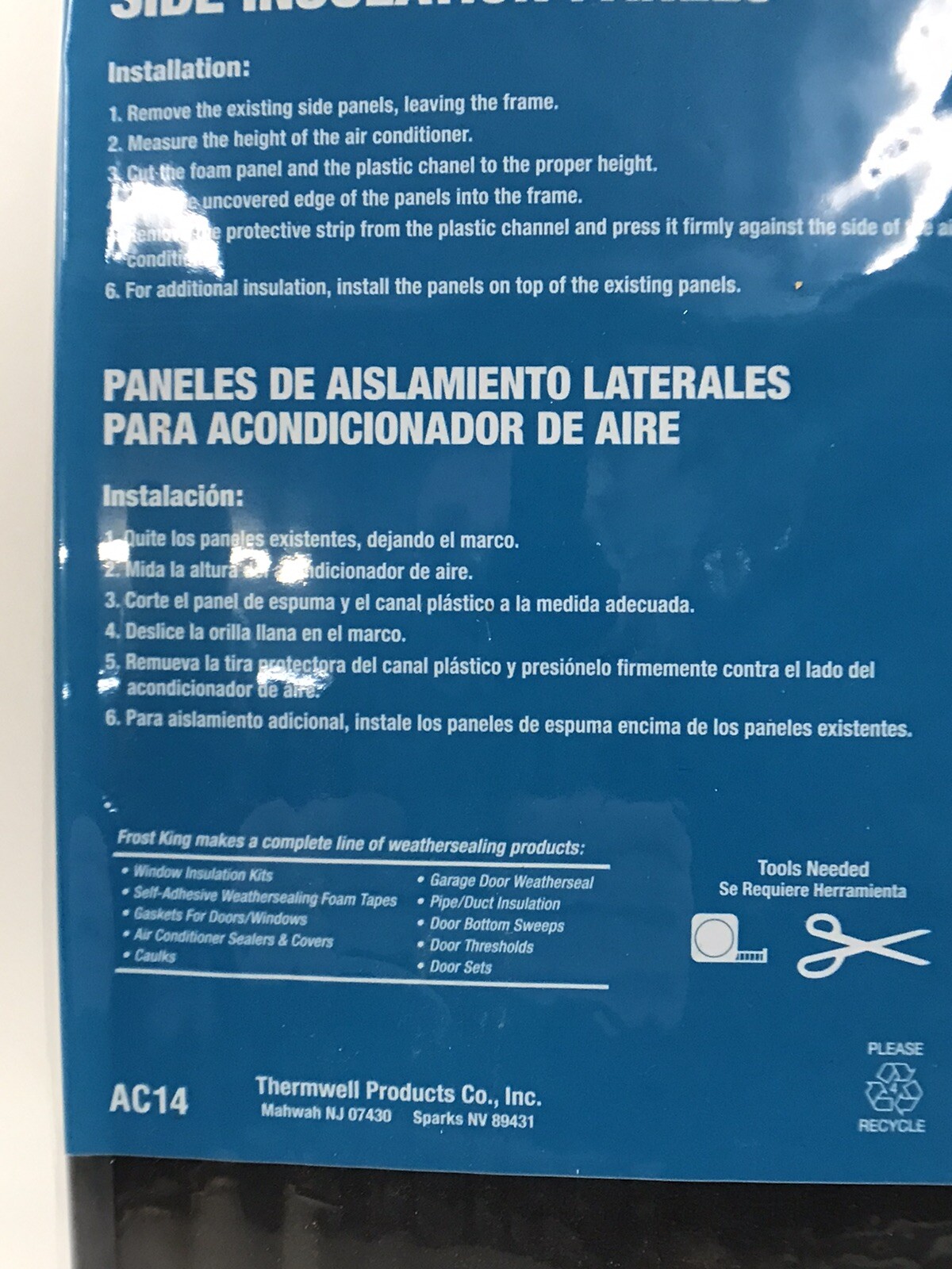 Window AC Foam Side Panel Kit 9x18x7/8 6-Pack Insulation Panels New AC14H