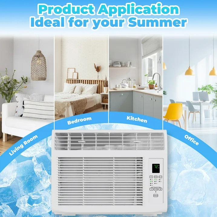 6000 BTU Air Conditioner Window Unit with 24H Timer, Remote Control 115V/60Hz