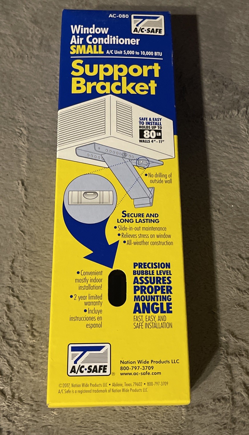 A/C Safe AC-080 Window Air Conditioner Support Bracket for Small Units to 80 lbs