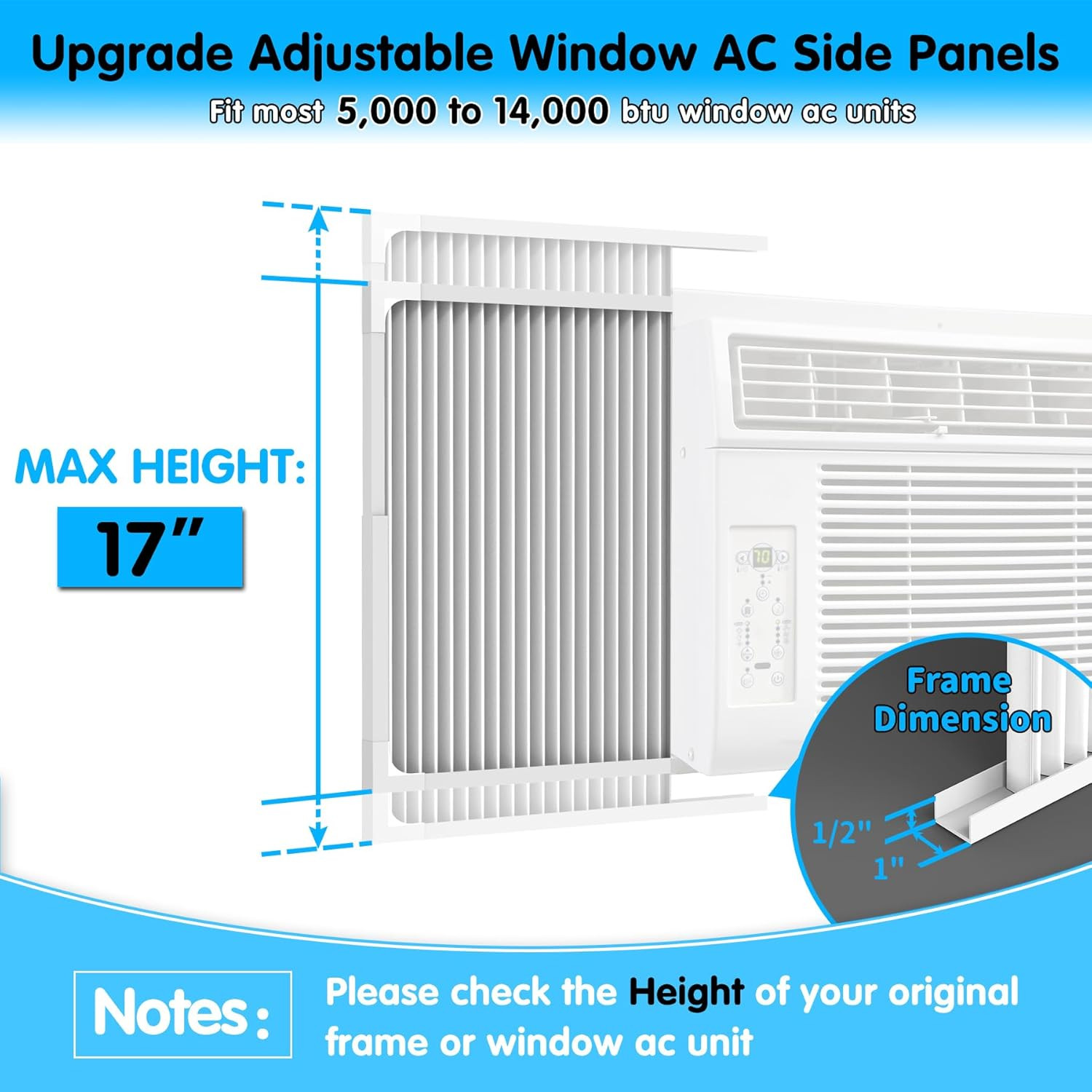 Window Air Conditioner Side Panels with Frame, Adjustable AC Side Panels