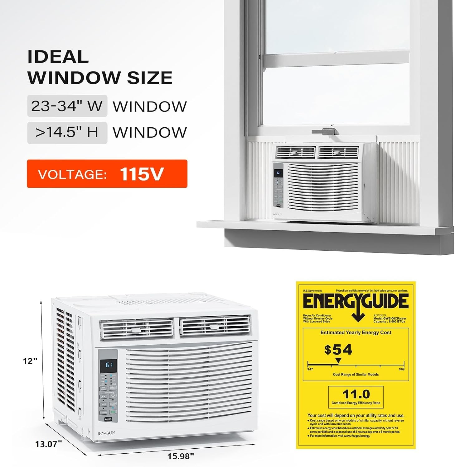 Smart 6000 BTU Window Air Conditioner with WiFi Energy Saving Window AC Unit