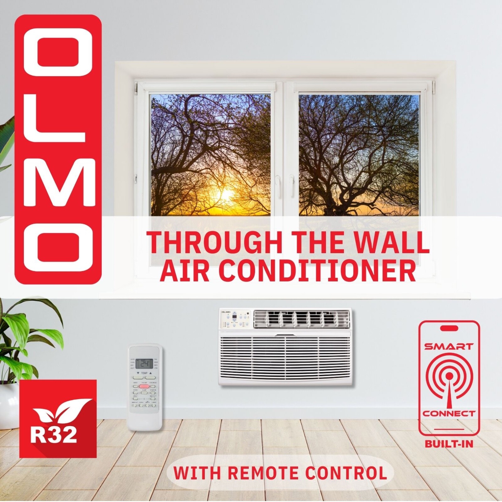 OLMO 14000 BTU 230V Through the Wall Air Conditioner Cooling Only – WiFi