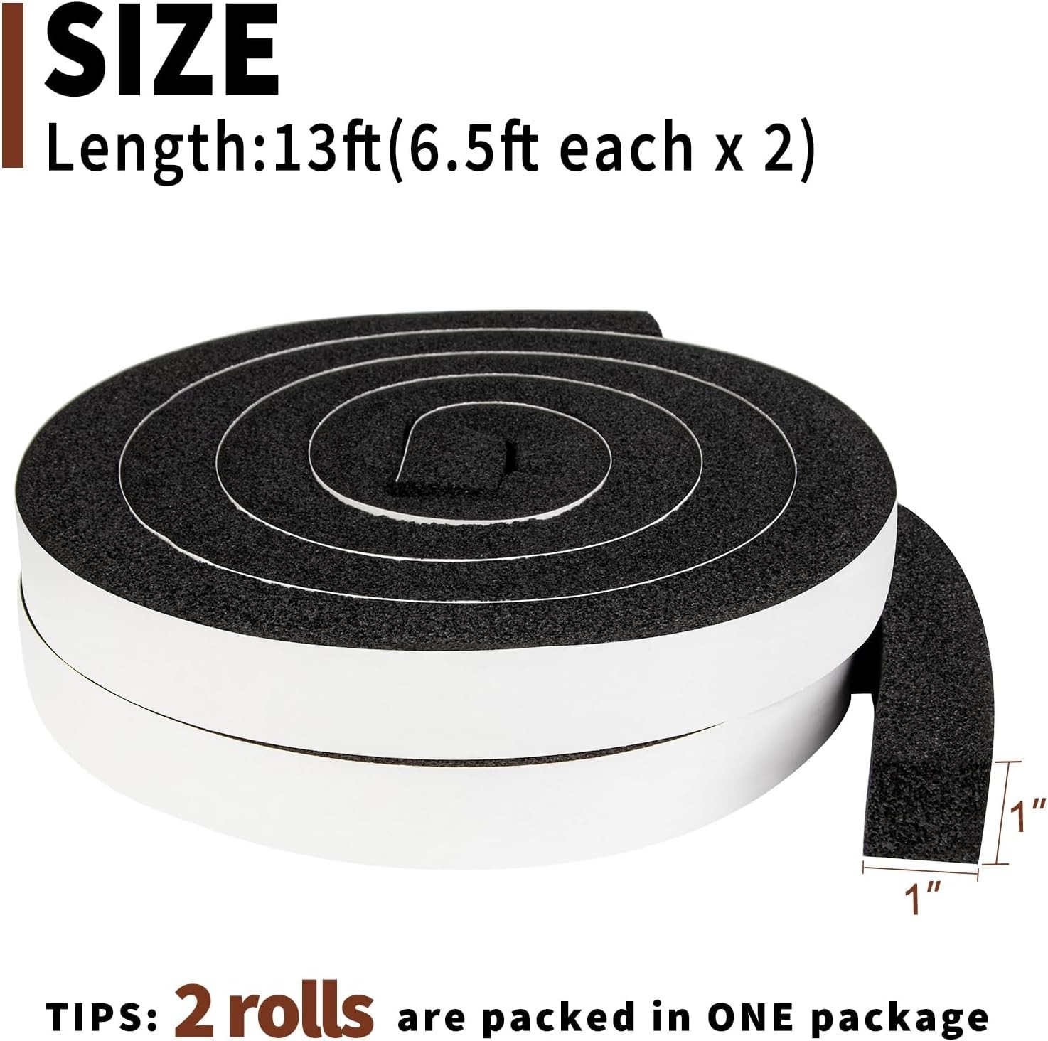 High Resilience Weather Stripping Foam Tape – Reduces Noise & Energy Loss, 13Ft