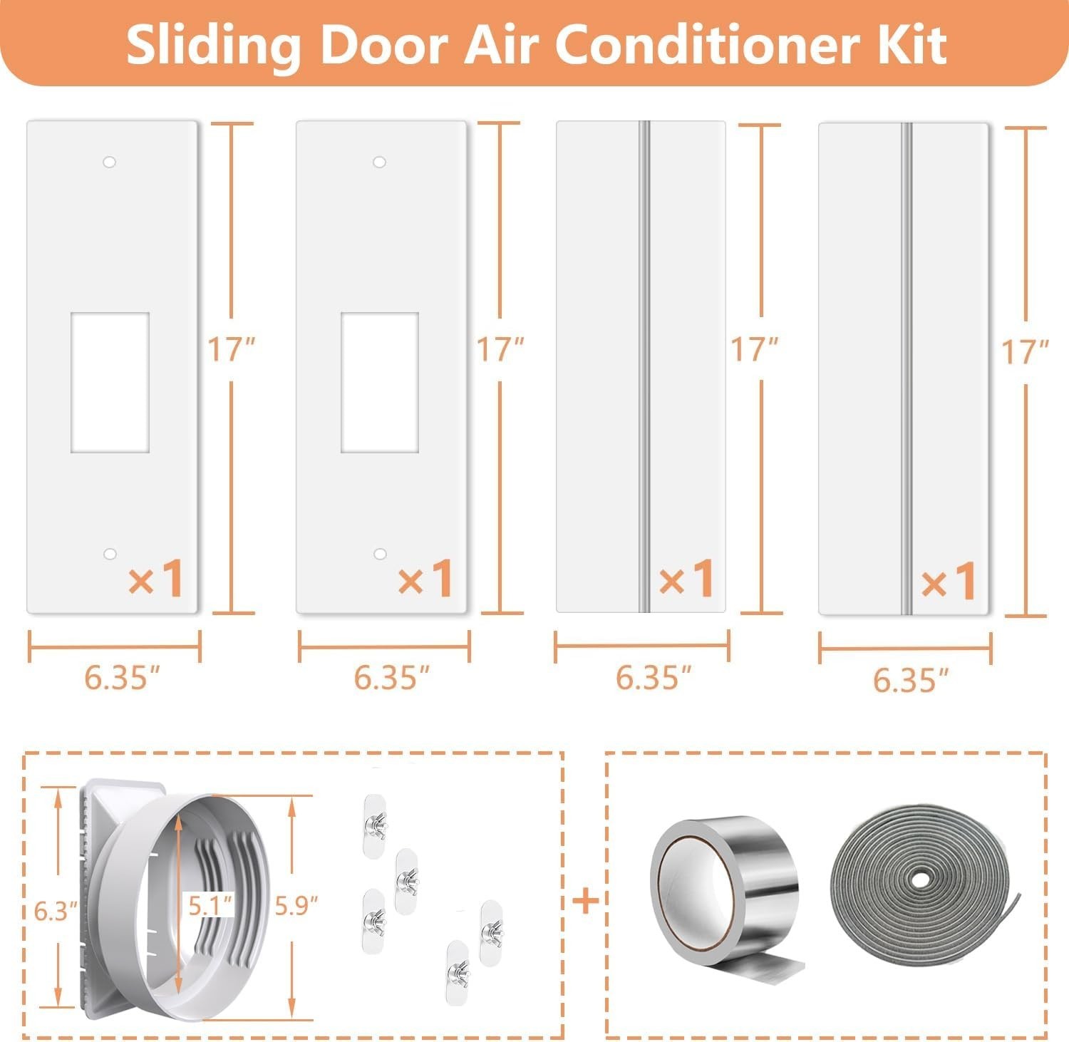 gulrear Dual Hose Portable AC Window Vent Kit 26-62″ Adjustable