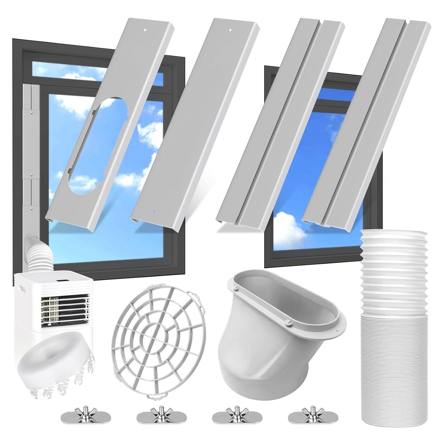 Portable Air Conditioner Window Kit Upgrade with 5.9Inch Exhaust Hose and