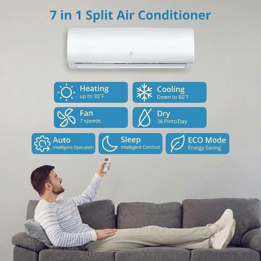 24000 BTU 21 SEER2 Mini Split Air Conditioner & Heat Pump 7 Modes WiFi & Alexa