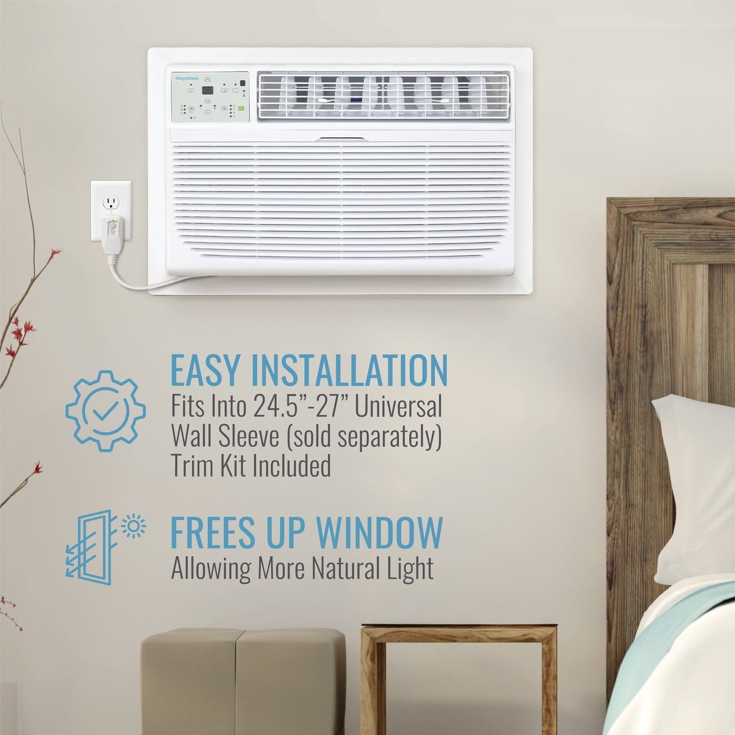 Keystone 12,000 BTU 115V Through-the-Wall Air Conditioner w/ LCD Remote Control