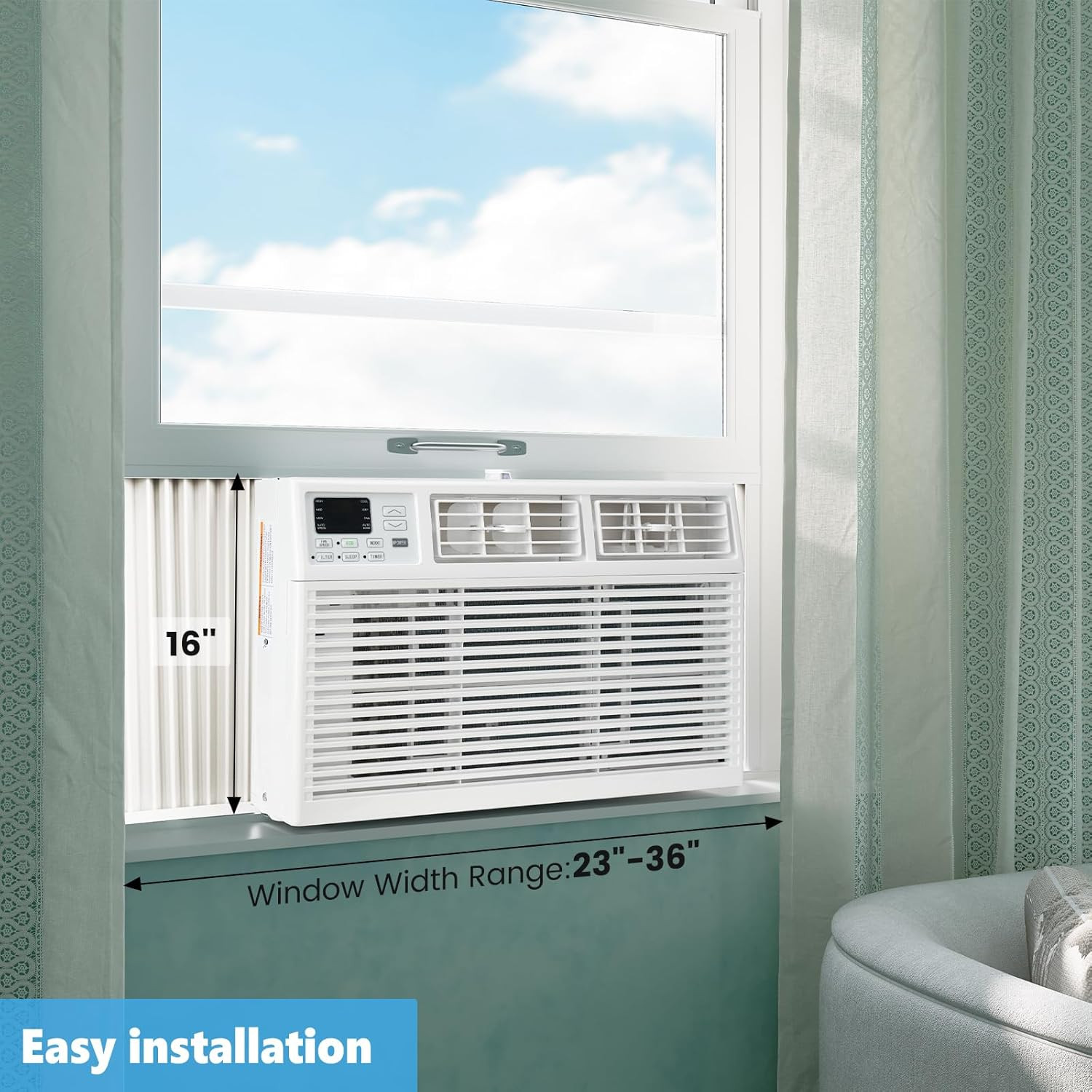 12000 BTU Window Air Conditioner for Large Room up to 550 Sq.Ft, 3-In-1 Cooling