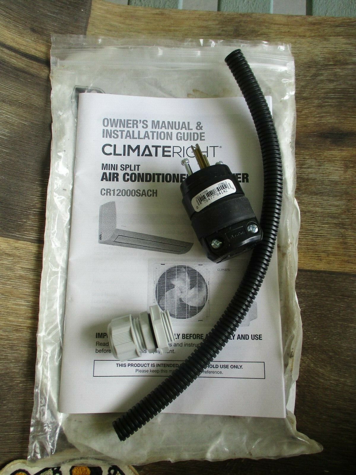 ClimateRight CR12000SACH Mini SPLIT Heater & Air Conditioner MANUAL PLUG FITTING