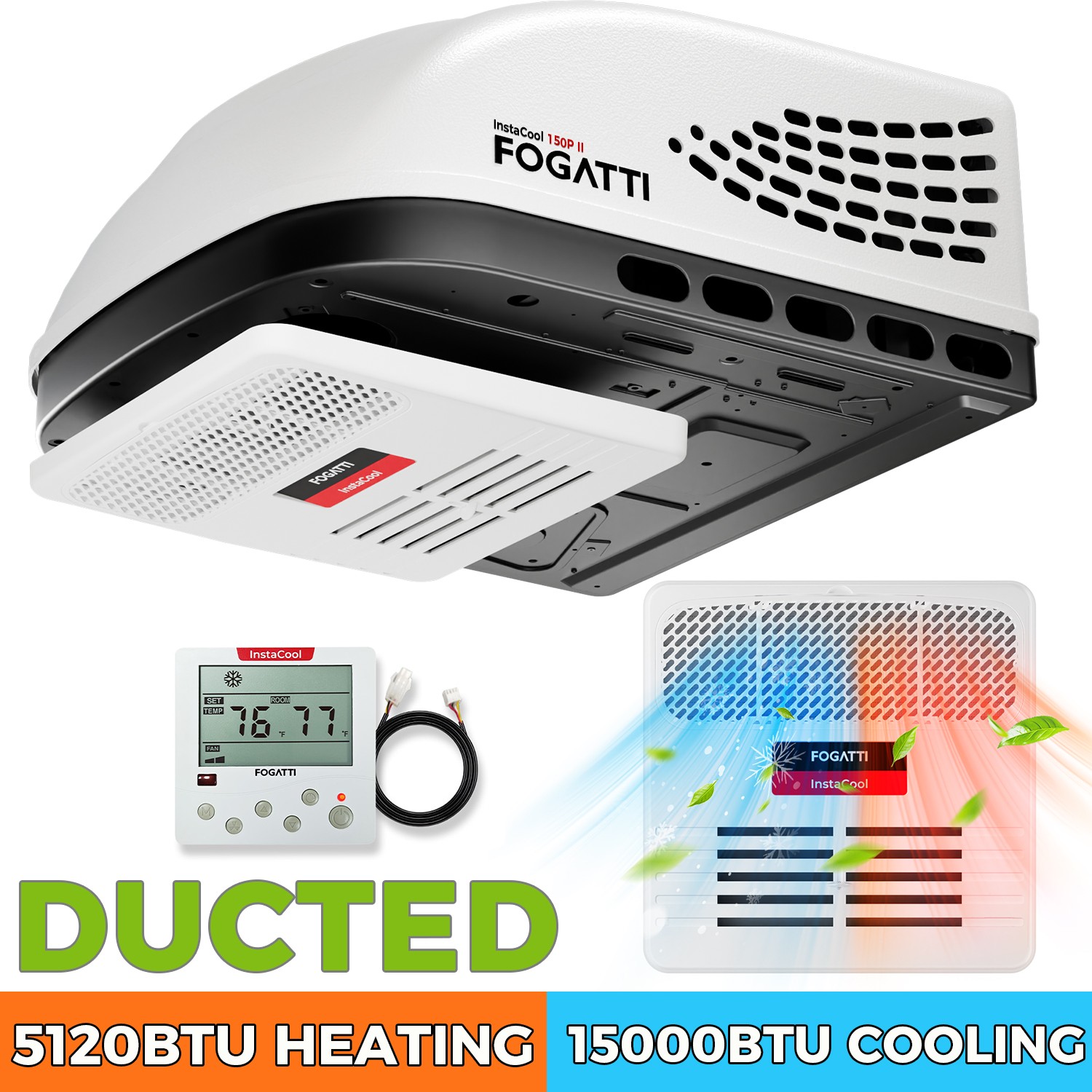 Ducted RV Air Conditioner with Heat Strip Rooftop AC Unit for Camper Trailer RV