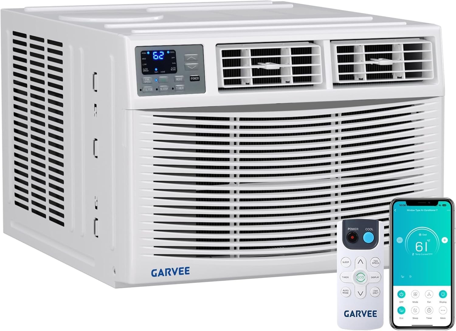 8000 BTU 4-in-1 Window AC Heater WiFi App Remote Assistant 350 Sq.Ft Smart