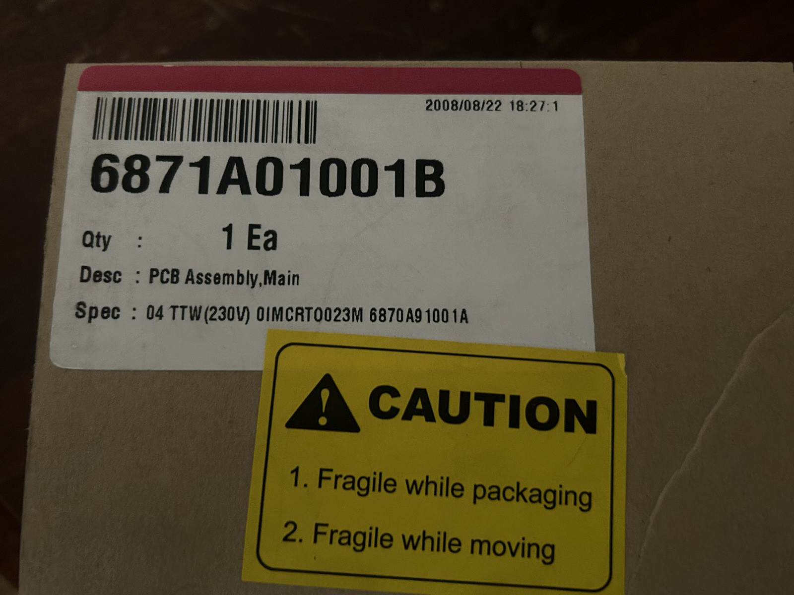 LG 6871A01001B Room air conditioner electronic control board assembly
