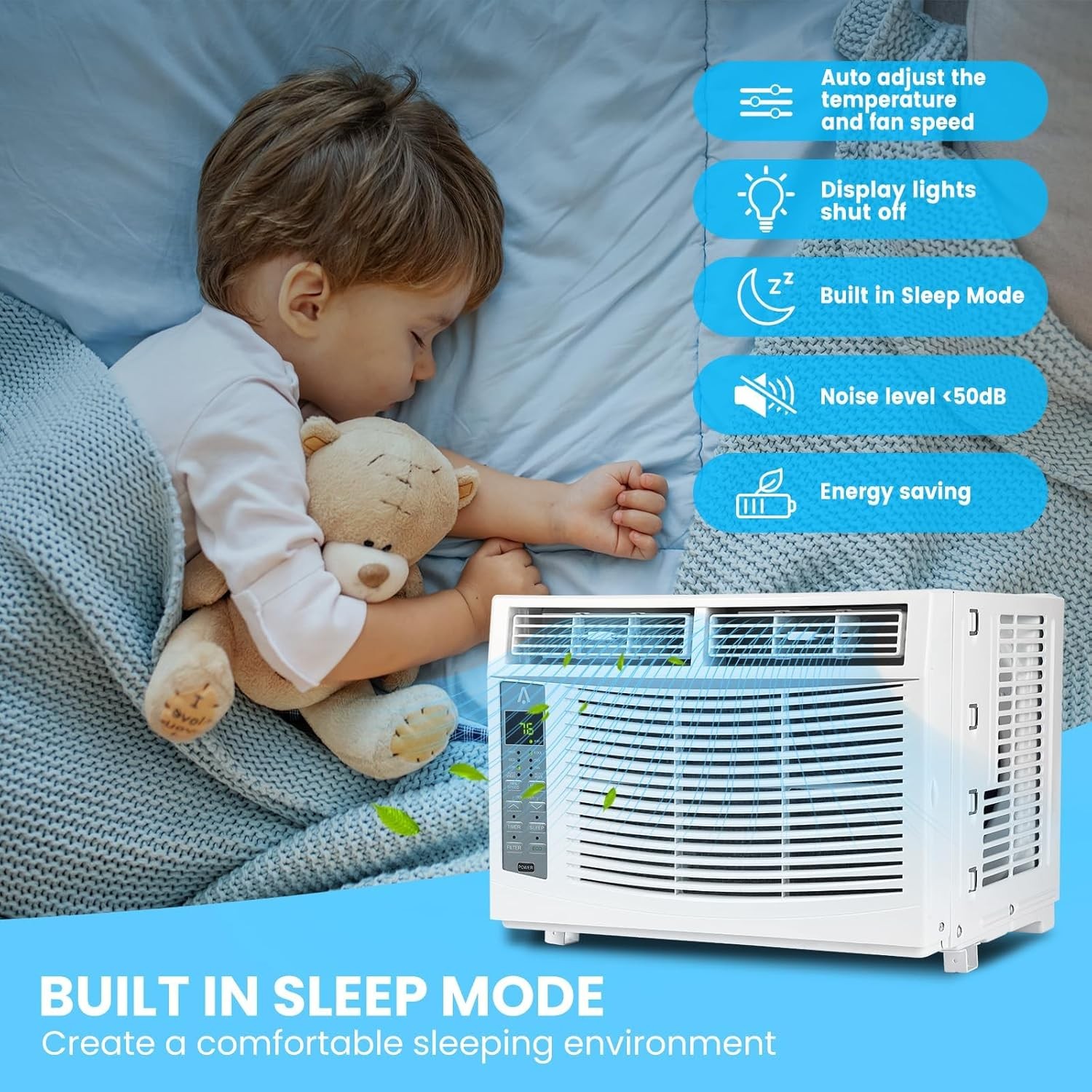 6000 BTU WiFi Window Air Conditioner with Remote & App, Cools 250 Sq. Ft., White