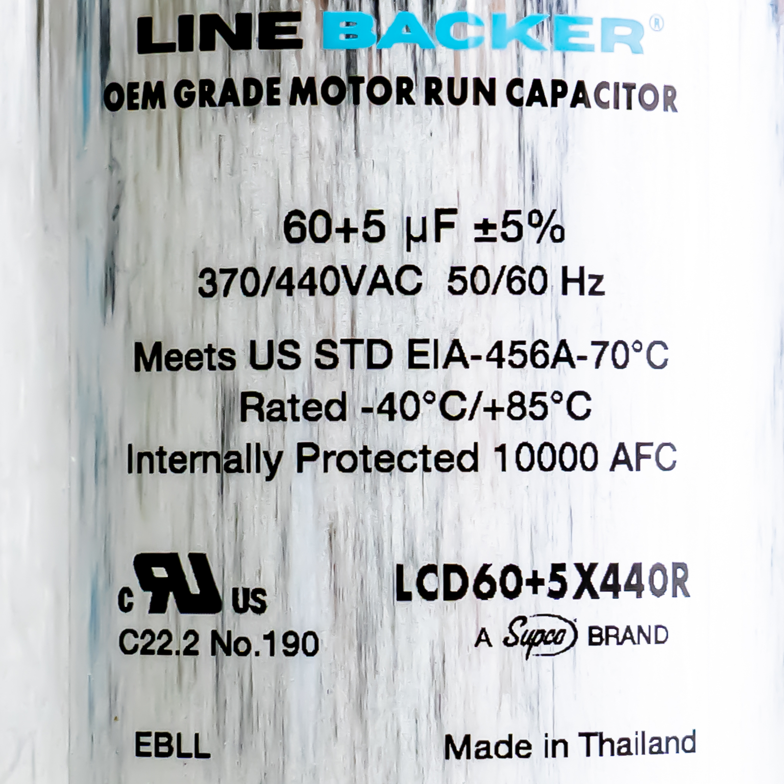 Supco Capacitor Round Dual Run 60 + 5 uf mfd 370/440 Volts for HVAC Motors