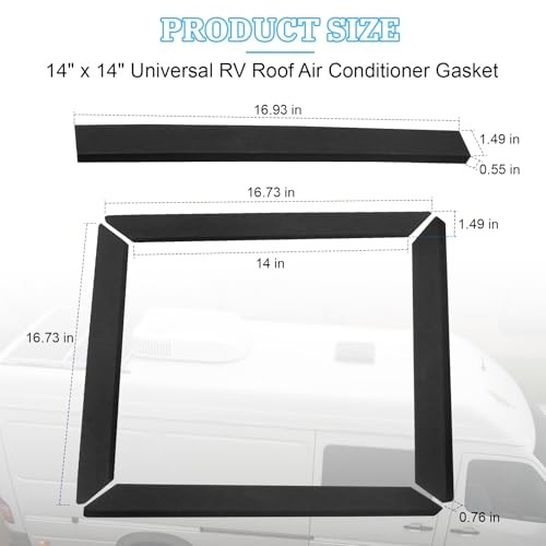 14″ x 14″ Universal RV Roof Air Conditioner Gasket, Replaces 25071 RV AC Black
