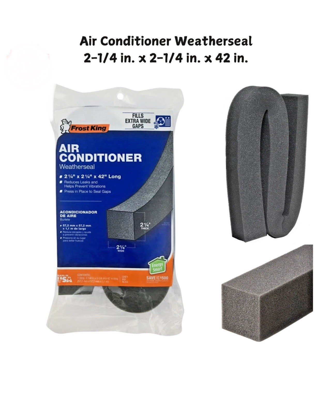 Window Air Conditioner Weatherseal Foam Gray , 42″ x 2.25″ – 3.5ft BOX OF 14 pcs