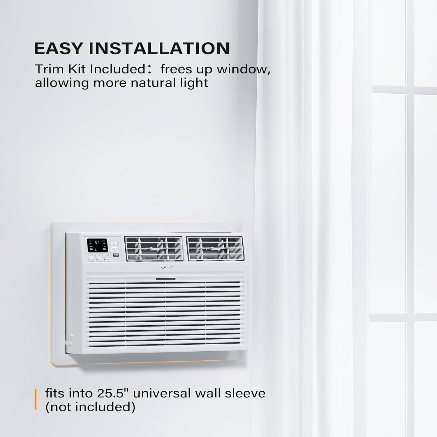8000 BTU Through the Wall Air Conditioner with Remote & App Control, 24H Timer