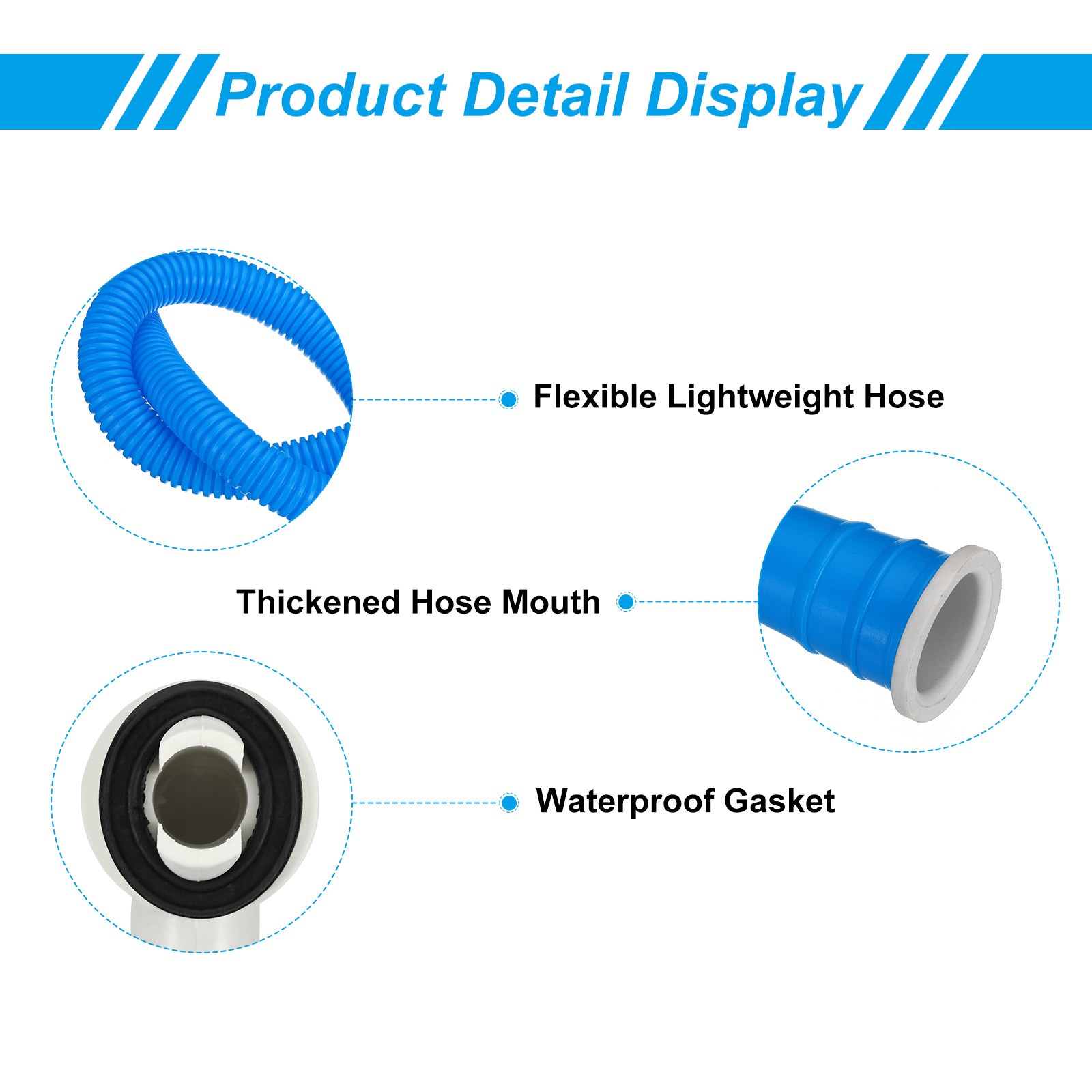 5ft Air Conditioner Drain Hose Kit, Universal Hose with Clamp, Blue