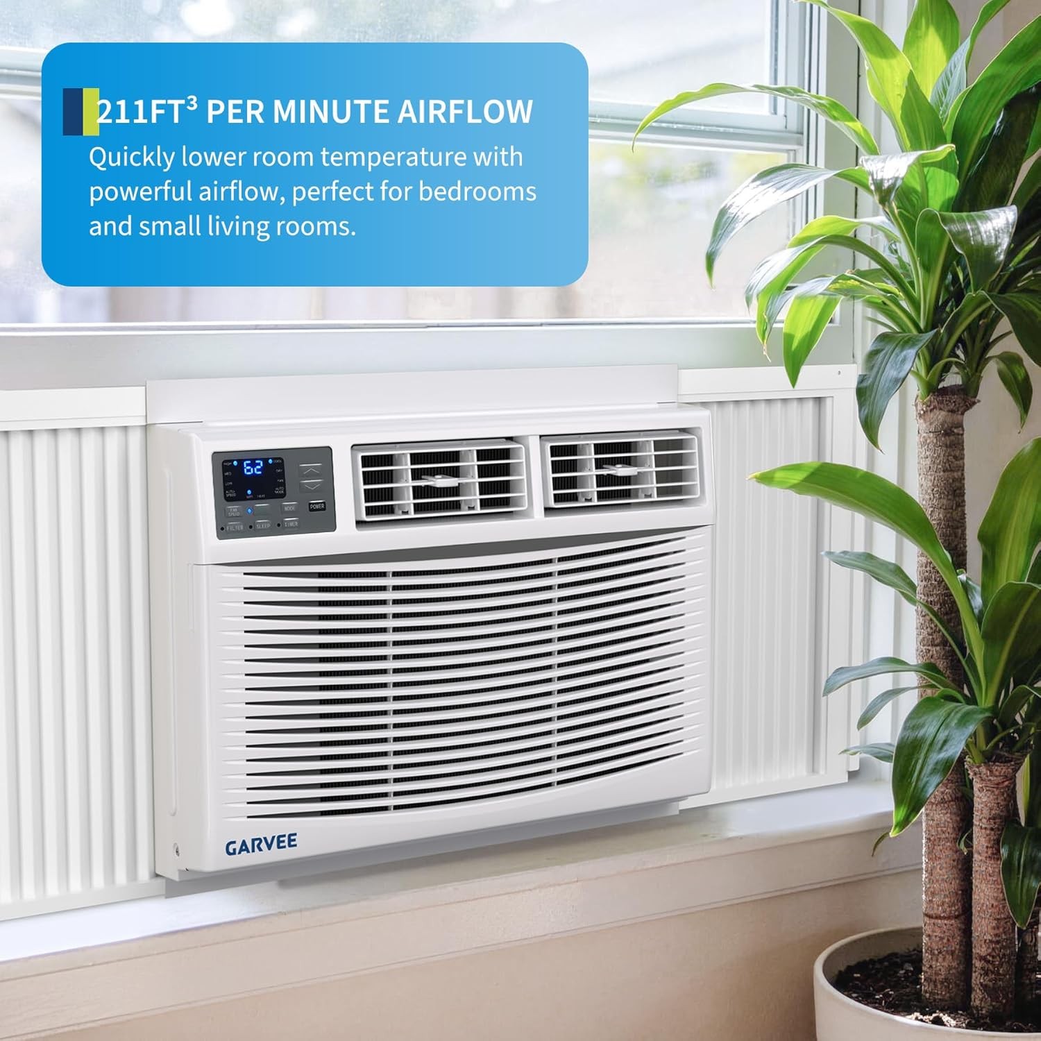 8000BTU Window Air Conditioner w/ Heating, for 350 Sq.Ft, Remote Control & Wifi