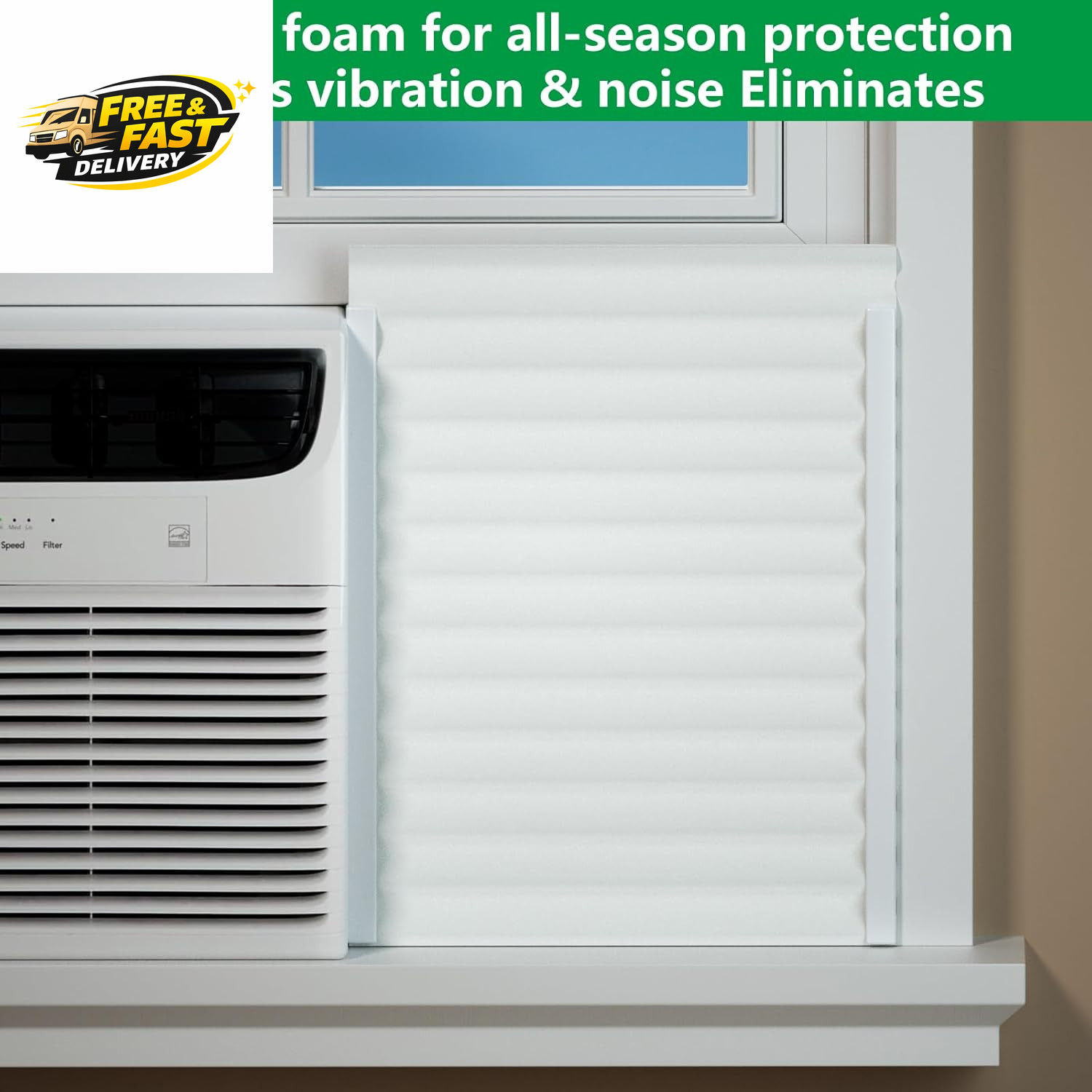 Window AC Insulated Foam Panels, Full Surround Seal Panels for Summer Cooling &