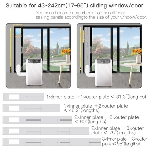 Sliding Door AC Vent Kit with Extendable Hose, Screen Net & Weather Stripping