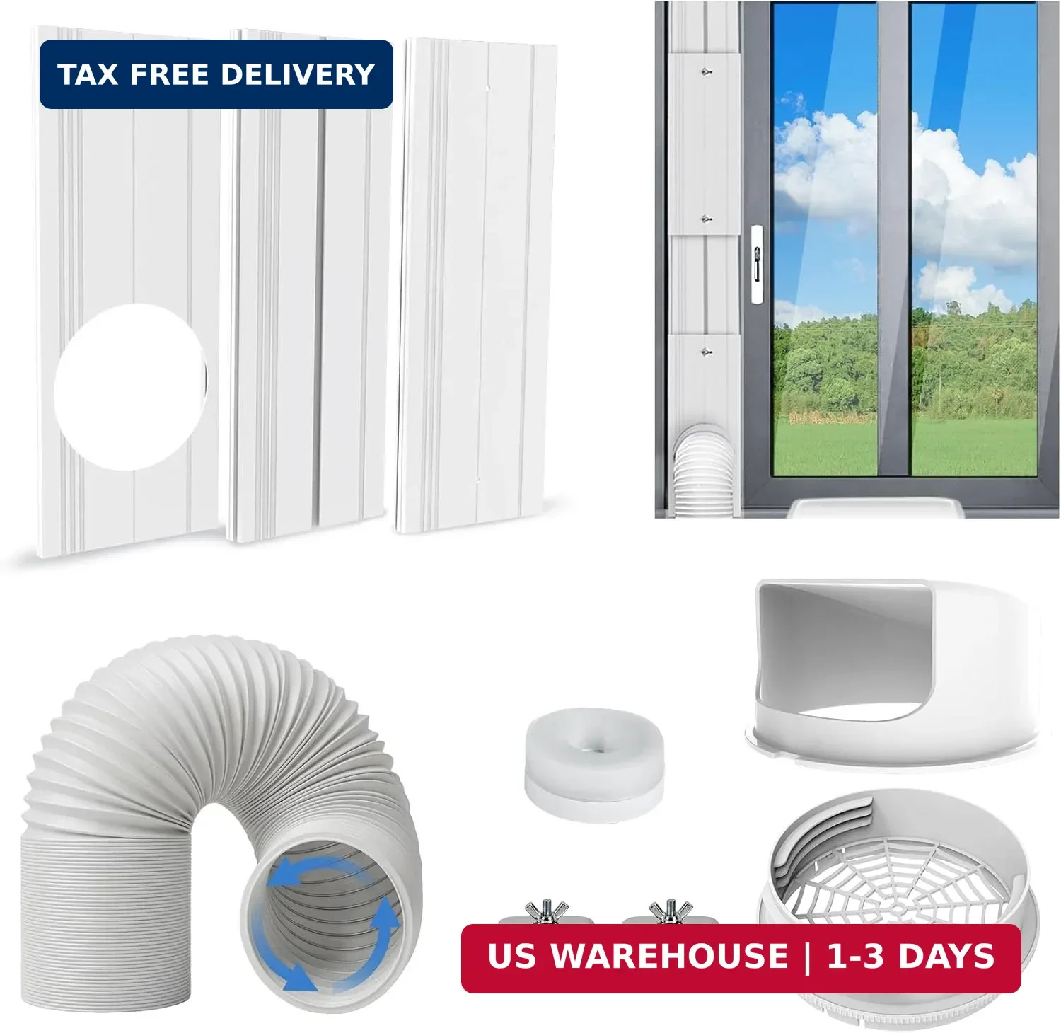Portable Air Conditioner Window Seal Kit with 5.9″ Counter-Clockwise Threaded Ex