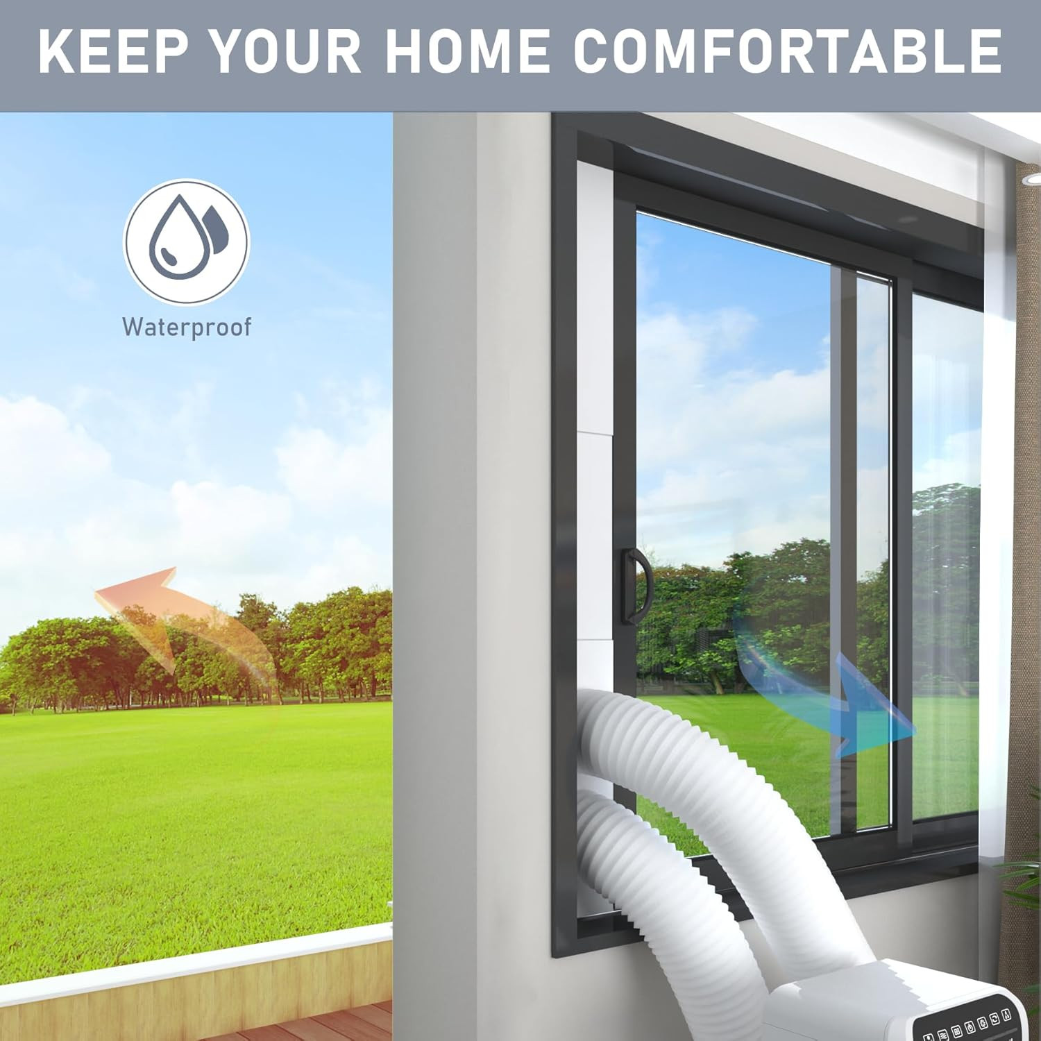 Flamorrow Dual Hose Portable Air Conditioner Window Kit, 5.9″ Diameter Adjustabl
