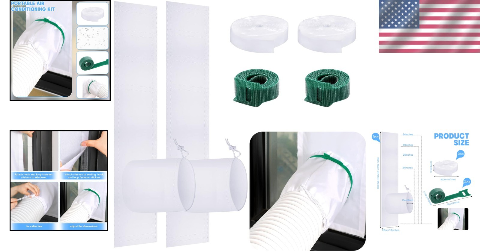 Energy-Efficient Portable AC Window Vent Kit – Fits Windows 34 to 64 Inches