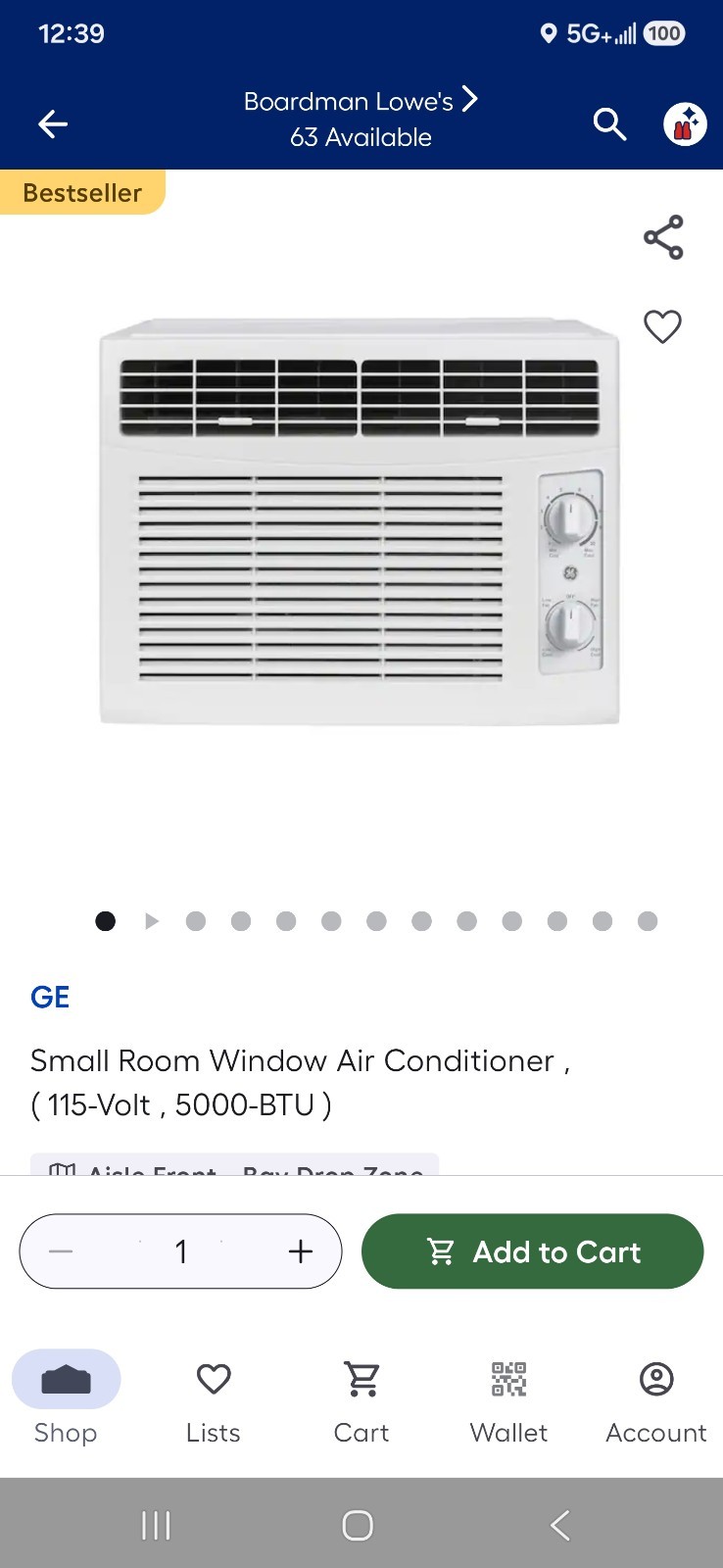 Window Air Conditioner 5000 BTU Cooling Up to 150 SQ. Ft.