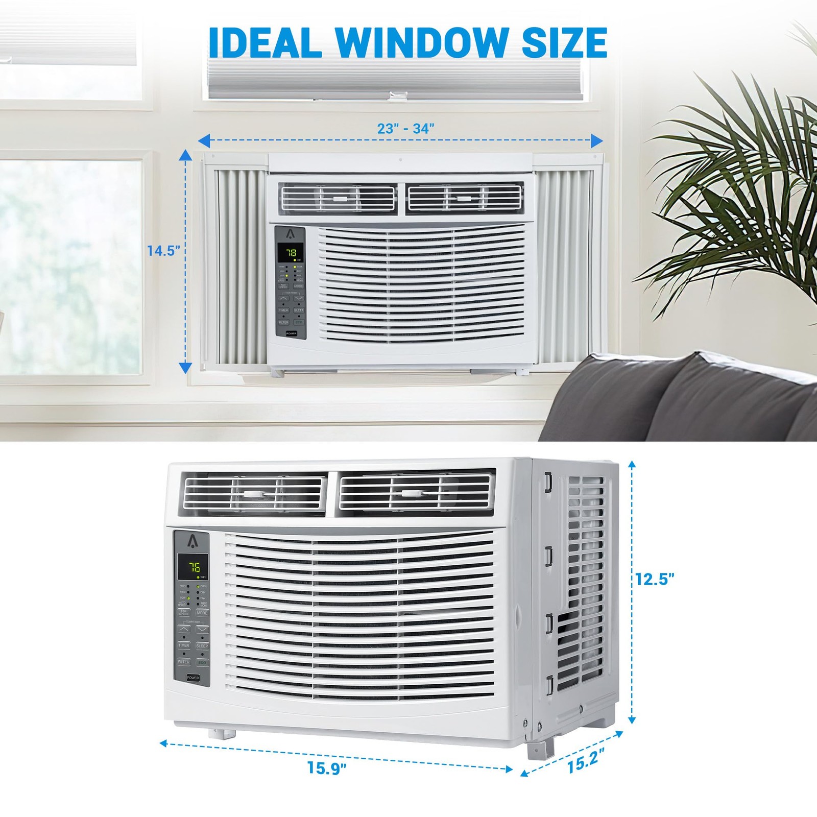 6000 BTU WIFI Window Air Conditioner 24H Timer AC Unit w/Remote & APP Control