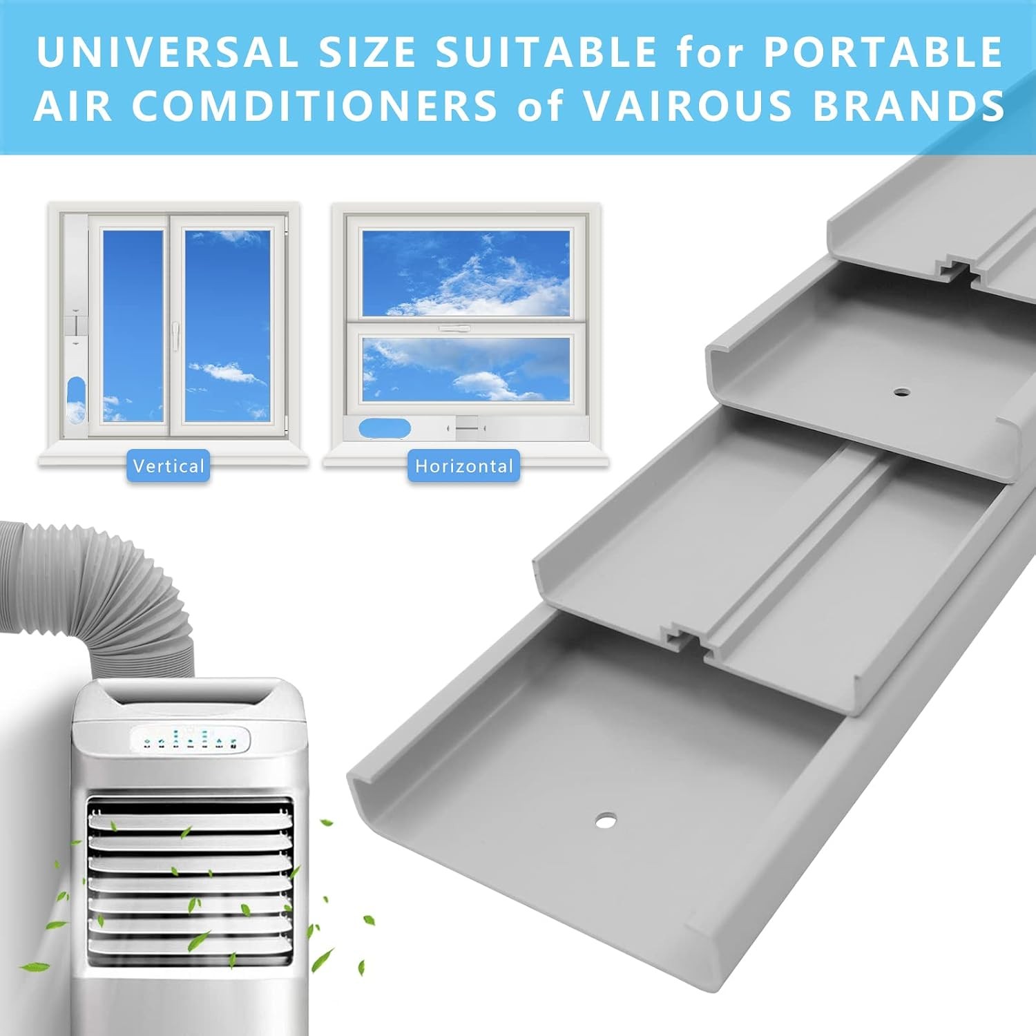 Portable Air Conditioner Window Vent Kit with 5.1inch Exhaust Hose 6 Piece