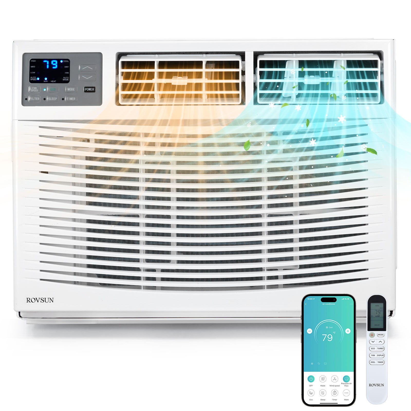18,000 BTU 230V Window Air Conditioner Cools 1000 Sq. Ft. with Heat, Remote,Wifi