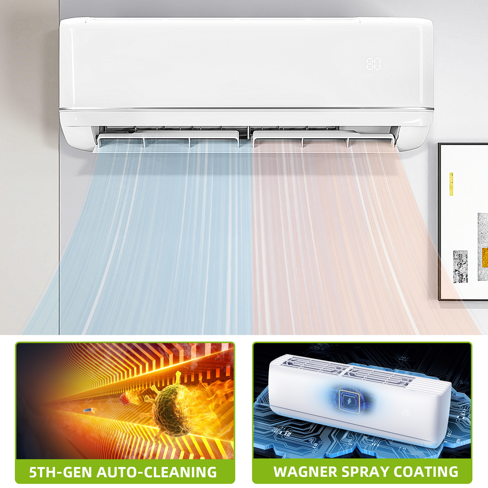 12k BTU Mini Split AC/Heat Pump 21 SEER 220V WiFi Air Conditioner Heat Pump WiFi