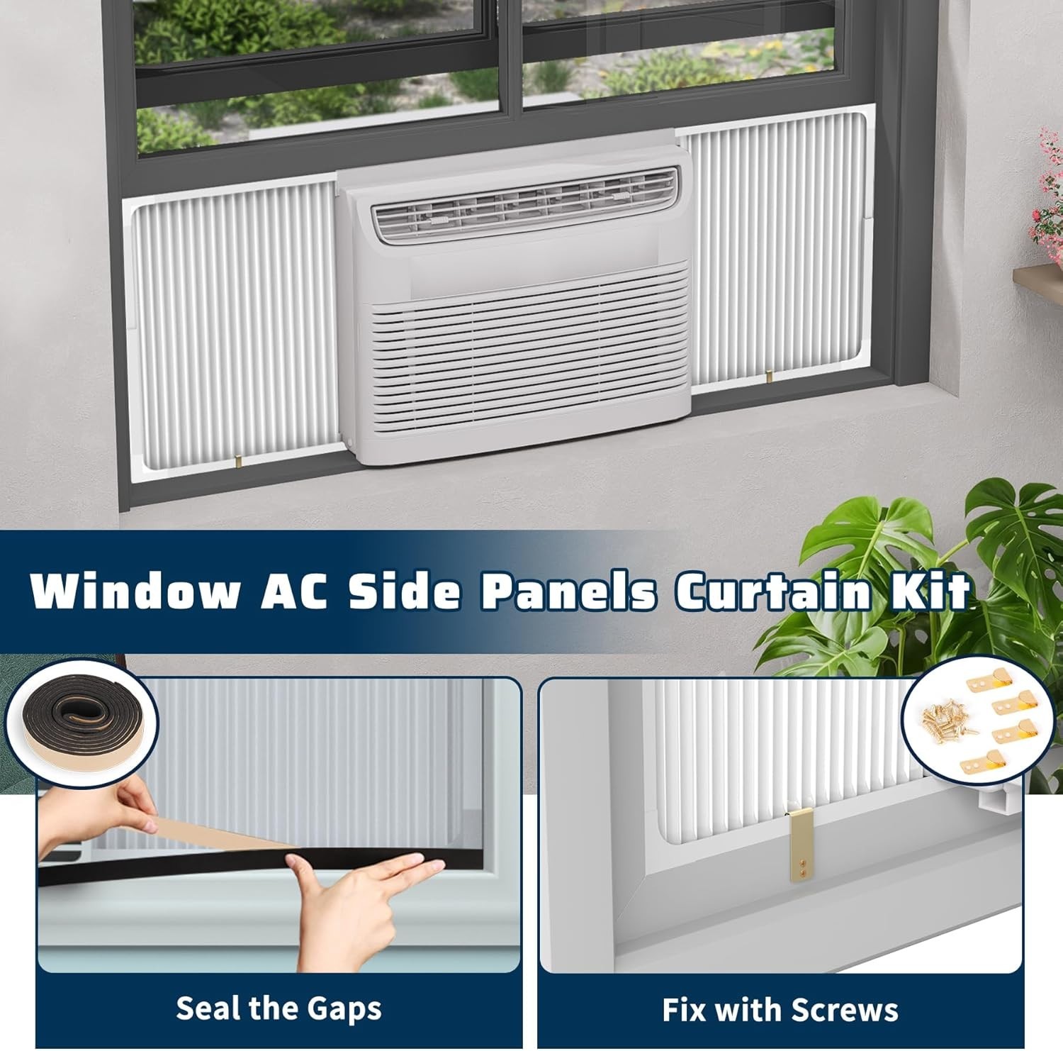 Adjustable Window Air Conditioner Side Panels with Frame Set,Extra Wide Window A