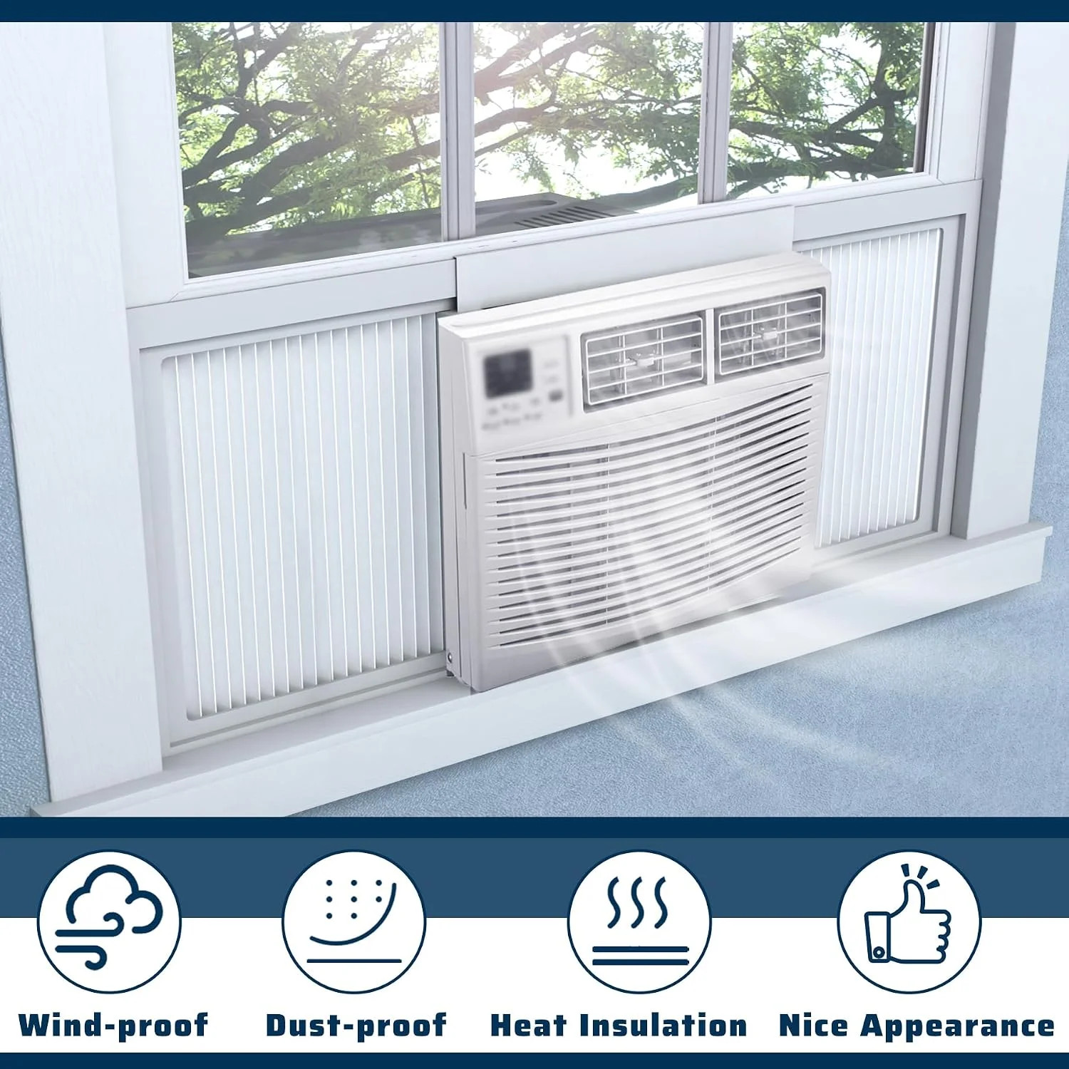 Adjustable Window Air Conditioner Side Panels and Frame Set,Extra Wide Window AC