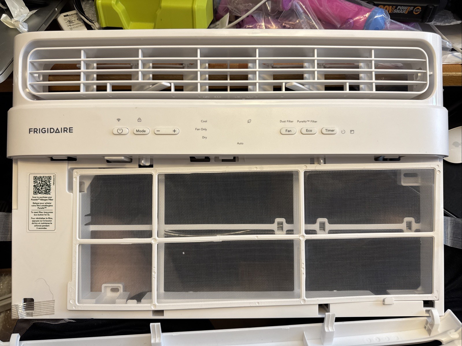 Frigidaire FHWW085WE1 front panel ,controls and filter